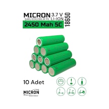 18650 3.7v Volt 2450 Mah 5c Lityum Şarj Edilebilir 10 Adet Pil Batarya
