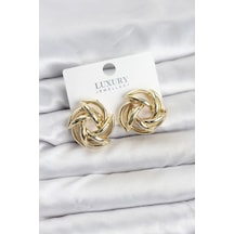 Mey İthalat Gold Renk Pirinç Keskin Sarmal Model Kadın Küpe Diğer