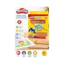 12 Li Jumbo Kuru Boya Kalemi Naturel Karton Kutu 1 Paket Play-doh Kalın 12 Renk Jumbo Kuruboya Tam Boy Renkli Kalem Çok Renkli