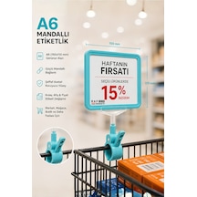 A6 Fiyatlık Mandallı Etiketlik Sepet Raf Askılık Fiyat Etiketi Çerçeveli Market Mağaza Turkuaz