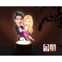 Kişiye Özel Sevgililer Karikatürlü Dekoratif 3D Biblo Led Işıklı (481495408)