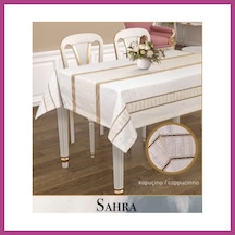 Gees Global Kapiçino Sahra Model 160x220 Cm Polyester Ajurlu Keten Tablecloth Şık Yemek Masası Gbzs