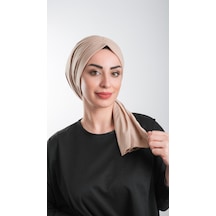 Hürrem Bone Sütlü Kahve Pratik Hazır Geçmeli Tesettür Bone Kesik Elyaf Sade 2111 26 Sütlü Kahve