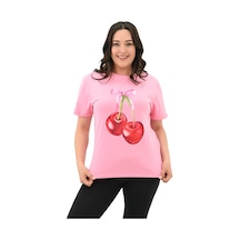 Kadın Büyük Beden Kiraz Baskılı T-shirt 1785-24 001
