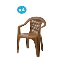 Omnipazar Sy-2512 Plastik Smart Lara Bahçe Koltuk Sandalye 4'lü Set Kahverengi
