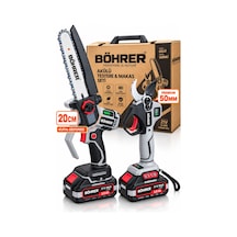 Böhrer Ba0115409 Akülü Dal Budama Seti 20 Cm Zincirli Testere + 50 Mm Budama Makası Dijital Göstergeli -21v