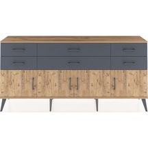 Arges Konsol 2 Raflı 6 Çekmeceli 4 Kapaklı 176x30x83 Çam-çam/antrasit Çam/antrasit