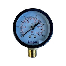 Manometre 50 - 0 10Bar - Metal Gövdeli - Alttan Çıkışlı - Impo