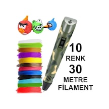 Kamuflaj 3D Kalem Yazıcı+10 Renk 30 Metre(10X3Metre)Pla Filament