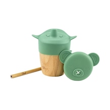 Citron 2'si 1 Arada Kapaklı ve Pipetli Organik Bambu Alıştırma Bardağı - Green 1073629
