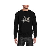 Lemmy Kilmister Baskılı Siyah Erkek Örme Sweatshirt