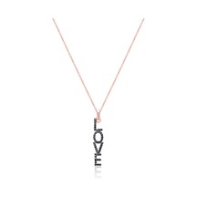 Emılıano Jewellery Silver 925 Ayar Zirkon Taşlı Love Kolye Gold - Rose Gold - Gümüş