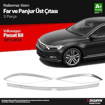 S-Dizayn  Volkswagen Passat B8 Krom Far Üzeri Çıta Seti 3 Parça 2015 Üzeri
