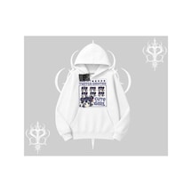 Tarzsokak Kapşonlu Sweatshirt Twitch Emotes Cute Girl Anime Expression Beyaz