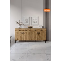 Livia Konsol 180 Cm Ceviz 4 Kapaklı 2 Çekmeceli Modern Konsol Ceviz