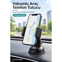 Araç İçi Vantuzlu Telefon Tutucu Vakumlu Kısa Boy 360 Dönebilen Başlık