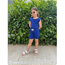 My Kids Wear Fırfırlı Kız Çocuk Şort Takım Lacivert