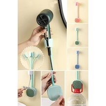 Saç Kurutma Makinesi Askısı Spral Ayarlanabilir Yapışkanlı Fön Makinesi Tutucusu Kablo Sarmalı Çok Renkli