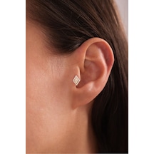 14 Ayar Altın Taşlı Mekik Tragus Küpe