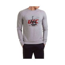 Khabib Nurmagomedov Baskılı Gri Erkek Örme Sweatshirt