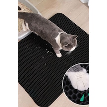 Orta Boy Kedi Tuvaleti Önü Elekli Kedi Kumu Paspası Gri Orta Paspas 30x22
