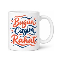 Agc Uygun Sepet Çizgili Gün Tasarımlı Porselen Kupa - Model 635 Agc