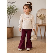 Mina Mino Baby Puan Baskılı Roba Fistolu Kız İkili Takım 2-5 Yaş -ba464249270 - Bordo