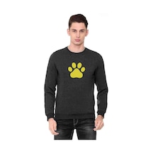 Silhouette Paw Baskılı Füme Erkek Örme Sweatshirt