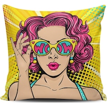 Kırlent Dünyası Pop Art Kızı Dijital Baskılı Kırlent Kılıfı (387096640)