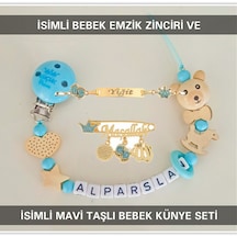 Sahi Aksesuar İsimli Bebek Emzik Zinciri Ve İsimli Bebek Künye Seti Bezyı778 Pembe