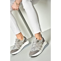 Fox Shoes S973113002 Gri Süet Kadın Spor Ayakkabı Sneakers Gri
