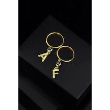 Papatya Silver 925 Ayar Gümüş Gold Kaplama Cam Göz Nazar Kalemli Harf Çivili Küpe