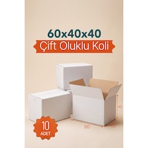 10 Adet 60x40x40 Cm Bc Dalga Çift Oluklu Beyaz Taşınma Kolisi Büyük Boy Dayanıklı Koli