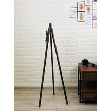 Tr Lambader Ayağı Ahşap Ayak Mdf Üçlü Tripod Ayak Tesisatlı Abajur Ayağı Kahverengi