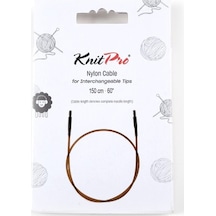 Knitpro Zing Kahverengi Kablo 126-150 Cm Değiştirilebilir Örgü Şişleri İçin Ginger Needle Harness Nylon Natural Brown Single Cord 31297