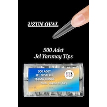 Protez Tırnak 500'lü Jel Uzun Oval Yarım Ay Tips Yarımay Oval