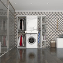 Kenzlife Çamaşır-Kurutma Makinesi Dolabı Ve Giysi Dolabı Çekmeceli Hattab Sağ Raf Byz 187 160 60 Banyo Çok Renkli