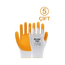 5 Çift Beybi Pn3 Pn3 , Pn-3 No:10 Beden:xl Polyester Örme Nitril İş Eldiveni Sarı