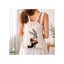 Ghostbastır Design Looney Tunes Büzgülü Keten Çanta C180 Bej