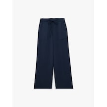 Koton Aerobin Kumaş Beli Bağlamalı Cepli Düz Bol Paça Pantolon Lacivert 6sak40273ew