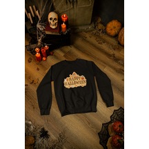 Magors Stıl-x Happy Halloween - Cadılar Bayramı Baskılı Unısex Çocuk Sweatshırt Siyah-10