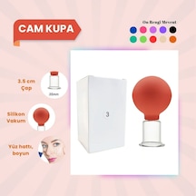 Silikon Vakumlu Cam Yüz Masaj Kupası No:3 Turuncu Çok Renkli