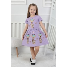 New Kids Baskılı Kız Çocuk Elbise-90425 Lila