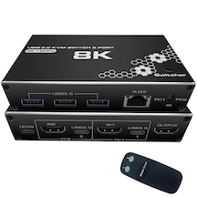 4669 Kumandalı Usb 3.0 4k Hdmi Kvm Switch 2 Port Rj45 Ethernet Pc