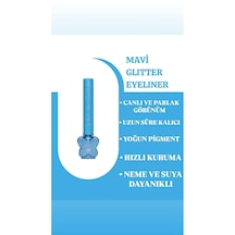Mov Glitter Eyeliner Mavi Parlak Kalem Görünüm, Yoğun Pigment Mavi