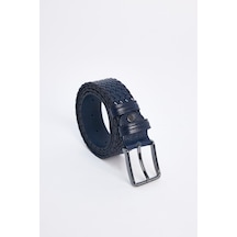 Tudors Erkek %100 Hakiki Deri 3,5 Cm Klasik Lacivert Kemer-31569 Lacivert