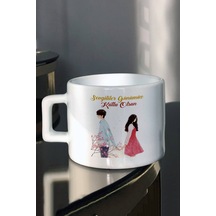 Sevgililer Günümüz Kutlu Olsun Kırmızı Elbiseli Kız  Baskılı Çay-Kahve Fincan