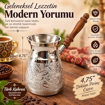 Pirinç Döküm Cezve 4.75" Jumbo Uzun Boy Ahşap Saplı