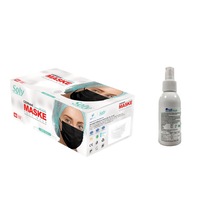 Soly Care 3 Katlı Telli Maske+Sprey Dezenfektan 100Ml Siyah