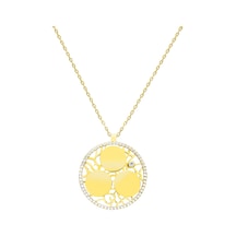 Tesbihane Zirkon Taşlı Gold Renk Kişiye Özel Üç İsim/harf Yazılı 925 Ayar Gümüş Kadın Kolye